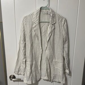 Striped White Linen Blazer